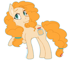 Size: 690x562 | Tagged: safe, artist:floof-panda-paride, pear butter, earth pony, pony, g4, the perfect pear, female, looking away, simple background, smiling, solo, transparent background