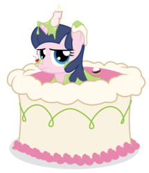 Size: 6046x7033 | Tagged: safe, artist:amarthgul, oc, oc only, pony, unicorn, absurd resolution, cake, female, food, mare, popping out of a cake, simple background, solo, transparent background, vector