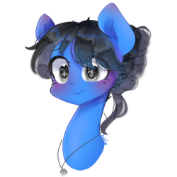 Size: 768x768 | Tagged: safe, artist:windymils, oc, oc only, oc:sonica, pony, blushing, bust, female, mare, portrait, simple background, solo, transparent background