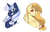 Size: 1218x790 | Tagged: safe, artist:yuyusunshine, oc, oc only, oc:alice goldenfeather, oc:silverlay, original species, pegasus, pony, umbra pony, unicorn, bust, female, mare, portrait, simple background, white background