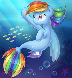 Size: 1560x1690 | Tagged: safe, artist:tcn1205, rainbow dash, seapony (g4), g4, my little pony: the movie, seaponified, seapony rainbow dash, species swap, underwater