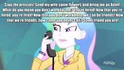 Size: 1920x1080 | Tagged: safe, edit, screencap, princess celestia, principal celestia, equestria girls, g4, my little pony equestria girls: summertime shorts, subs rock, celestia calls, image macro, j. jonah jameson, j.k. simmons, male, meme, moe'n'a lisa, phone, spider-man, the simpsons