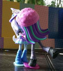 Size: 1807x2048 | Tagged: safe, starlight glimmer, trixie, equestria girls, g4, beanie, doll, equestria girls minis, eqventures of the minis, female, hat, irl, kissing, lesbian, photo, ship:startrix, shipping, toy