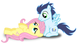 Size: 2827x1641 | Tagged: dead source, safe, artist:meandmyideas, fluttershy, soarin', pegasus, pony, g4, crack shipping, cute, duo, eye contact, female, looking at each other, lying down, male, mare, on back, shipping, shyabetes, simple background, smiling, soarinshy, stallion, straight, transparent background, vector
