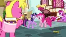 Size: 1920x1080 | Tagged: safe, screencap, berry punch, berryshine, carrot top, cherry berry, coco crusoe, golden harvest, pinkie pie, sassaflash, twilight sparkle, alicorn, pony, fame and misfortune, g4, twilight sparkle (alicorn)