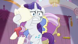 Size: 914x514 | Tagged: safe, screencap, rarity, pony, fame and misfortune, g4, female, makeup, mare, marshmelodrama, ponyquin, running makeup, solo