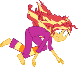 Size: 3453x3000 | Tagged: safe, artist:aqua-pony, sunset shimmer, equestria girls, g4, monday blues, my little pony equestria girls: summertime shorts, barefoot, clothes, feet, female, high res, messy hair, pajamas, simple background, solo, transparent background, vector