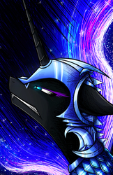 Size: 3300x5100 | Tagged: safe, artist:flamevulture17, nightmare moon, alicorn, pony, g4, female, helmet, mare, solo