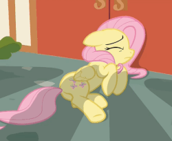 Size: 546x446 | Tagged: safe, screencap, fluttershy, pegasus, pony, fame and misfortune, g4, animated, cowering, female, gif, pointing, scared