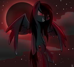 Size: 1024x924 | Tagged: safe, artist:whitelie, oc, oc only, oc:dead moon, pegasus, pony, evil grin, grin, moon, smiling, solo