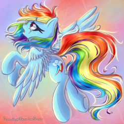 Size: 2000x2000 | Tagged: safe, artist:chaosangeldesu, rainbow dash, pegasus, pony, abstract background, backwards cutie mark, crying, female, mare, solo