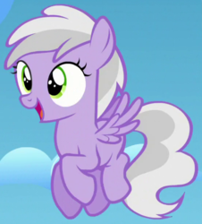 Size: 554x612 | Tagged: safe, screencap, sweet pop, pegasus, pony, g4, the cutie re-mark, background pony, cropped, female, filly, flying, foal, open mouth, solo