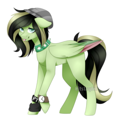 Size: 1024x1034 | Tagged: safe, artist:itsizzybel, oc, oc only, pegasus, pony, beanie, choker, colored wings, colored wingtips, female, hat, mare, simple background, solo, spiked choker, tongue out, transparent background