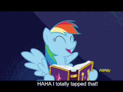 Size: 640x480 | Tagged: safe, edit, edited screencap, screencap, fluttershy, pinkie pie, rainbow dash, rarity, starlight glimmer, twilight sparkle, alicorn, earth pony, pegasus, pony, unicorn, fame and misfortune, g4, animated, caption, female, friendship journal, gif, gif with captions, implied sex, innuendo, mare, out of context, twilight sparkle (alicorn)