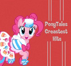 Size: 1073x994 | Tagged: artist needed, source needed, safe, edit, pinkie pie, earth pony, pony, g4, album cover, cd, clothes, dignified wear, dress, female, gala dress, misspelling, solo, veggietales
