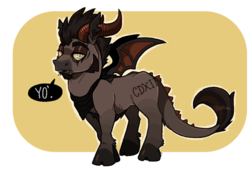 Size: 1000x700 | Tagged: safe, artist:lvlushrooms, artist:punkass, oc, oc only, oc:sven, demon, demon pony, pony, digital art, firealpaca, grumpy, male, sloth demon