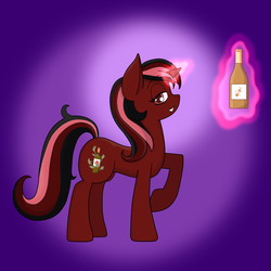 Size: 1000x1000 | Tagged: safe, artist:taletrotter, oc, oc only, oc:blackberry bramble, pony, unicorn, farmer, female, mare, noble, solo, wine bottle