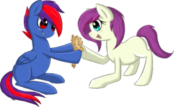 Size: 1290x797 | Tagged: safe, artist:violentdreamsofmine, oc, oc only, oc:candy, oc:thunder cobalt, cat, earth pony, pegasus, pony, female, male, mare, simple background, stallion, transparent background