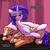 Size: 750x750 | Tagged: safe, artist:lumineko, applejack, rarity, earth pony, pony, unicorn, fame and misfortune, g4, my little pony: friendship is magic, season 7, appleseat, blushing, dialogue, dominatrix, duo, female, flawless, forniphilia, implied lesbian, implied rarijack, implied shipping, lesbian, mouthpiece, out of character, raridom, ship:rarijack, shipping, sitting on pony, that was fast, unicorn master race