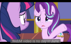 Size: 1920x1200 | Tagged: safe, screencap, starlight glimmer, twilight sparkle, alicorn, pony, fame and misfortune, g4, meme, twilight sparkle (alicorn), youtube caption