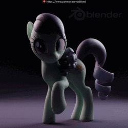 Size: 512x512 | Tagged: safe, artist:therealdjthed, coloratura, earth pony, pony, g4, 3d, 3d model, animated, black background, blender, blender cycles, blinking, cute, cycles render, dark, female, gif, idle, idle animation, looking at you, mare, model:djthed, patreon, patreon logo, perfect loop, raised hoof, rara, rarabetes, simple background, smiling, solo
