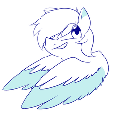 Size: 1119x1049 | Tagged: safe, artist:notenoughapples, oc, oc only, pegasus, pony, bust, colored wings, colored wingtips, simple background, smiling, solo, white background