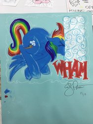 Size: 1536x2048 | Tagged: safe, artist:andy price, rainbow dash, pony, g4, cloud, faceplant, female, rainbow crash, solo, traditional art