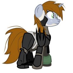 Size: 2400x2400 | Tagged: safe, artist:aaronmk, oc, oc only, oc:littlepip, pony, unicorn, fallout equestria, crossover, female, high res, mare, metal gear, metal gear rising, raiden, simple background, solo, transparent background, vector