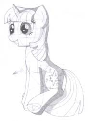 Size: 1168x1596 | Tagged: safe, artist:aafh, twilight sparkle, pony, unicorn, g4, female, monochrome, solo, traditional art