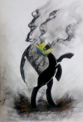 Size: 2113x3107 | Tagged: safe, artist:glacysnowy, pony, celty sturluson, crossover, durarara, high res, newbie artist training grounds, ponified, solo, traditional art