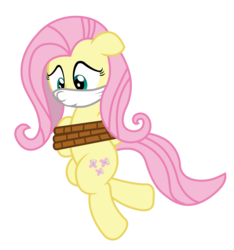 Size: 4689x5000 | Tagged: safe, artist:darkstorm619, fluttershy, pegasus, pony, g4, absurd resolution, arm behind back, bondage, bound and gagged, cloth gag, damsel in distress, female, floppy ears, gag, over the nose gag, rope, rope bondage, simple background, solo, tied up, transparent background, worried