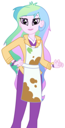 Size: 1519x2994 | Tagged: safe, artist:sketchmcreations, princess celestia, principal celestia, equestria girls, g4, my little pony equestria girls: summertime shorts, subs rock, apron, clothes, female, messy hair, simple background, solo, transparent background, vector