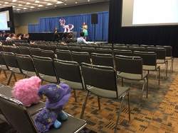 Size: 960x720 | Tagged: safe, starlight glimmer, trixie, oc, oc:fluffle puff, human, bronycon, g4, irl, irl human, photo, plushie