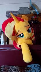 Size: 546x960 | Tagged: safe, artist:ec31314, sunset shimmer, pony, unicorn, g4, female, irl, life size, looking at you, mare, photo, plushie, solo