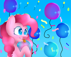 Size: 1280x1024 | Tagged: safe, artist:wintersporkle, pinkie pie, earth pony, pony, g4, balloon, female, solo, tongue out