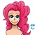 Size: 984x984 | Tagged: safe, artist:bleuey, pinkie pie, human, g4, bust, female, humanized, portrait, solo, wavy mouth