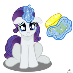 Size: 2000x2000 | Tagged: safe, artist:truffle shine, rarity, pony, unicorn, g4, female, floppy ears, food, high res, horn, ice cream, looking at you, magic, mare, simple background, sitting, solo, telekinesis, transparent background