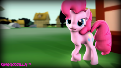 Size: 1920x1080 | Tagged: safe, artist:kiwikahu, pinkie pie, pony, g4, 3d, cute, female, looking at you, ponyville, solo, source filmmaker