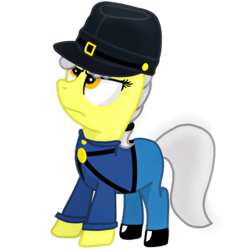 Size: 1000x1000 | Tagged: safe, artist:toyminator900, oc, oc only, oc:osha, earth pony, pony, american civil war, clothes, female, frown, glare, hat, looking up, mare, military, military uniform, serious, serious face, simple background, solo, transparent background, uniform, union