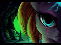 Size: 1024x761 | Tagged: safe, artist:aschenstern, tempest shadow, pony, g4, my little pony: the movie, close-up, eye scar, female, horn, looking at you, mare, scar, solo, sparking horn