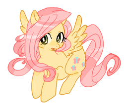 Size: 820x698 | Tagged: safe, artist:kutuyatti, fluttershy, pegasus, pony, g4, cute, female, mare, shyabetes, simple background, solo, white background