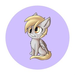 Size: 1024x1024 | Tagged: safe, artist:dbleki, derpy hooves, pony, g4, button, chibi, crumbs, cute, derpabetes, female, sitting, smiling, solo