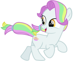 Size: 2300x1800 | Tagged: safe, artist:cheezedoodle96, coconut cream, earth pony, pony, fame and misfortune, g4, .svg available, coconut cute, cute, female, filly, juxtaposition bait, playing, running, simple background, solo, svg, transparent background, vector, windswept mane
