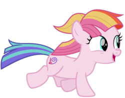Size: 2300x1800 | Tagged: safe, artist:cheezedoodle96, toola roola, earth pony, pony, fame and misfortune, g4, .svg available, cute, female, filly, juxtaposition bait, playing, roolabetes, running, simple background, solo, svg, transparent background, vector, windswept mane