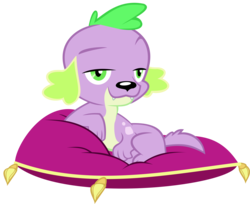 Size: 2271x1857 | Tagged: safe, alternate version, artist:red4567, spike, spike the regular dog, dog, equestria girls, g4, my little pony equestria girls: summertime shorts, pet project, looking at you, male, missing accessory, nudity, pillow, simple background, solo, stupid sexy spike, transparent background, vector