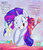 Size: 781x910 | Tagged: safe, artist:jowyb, rarity, pony, unicorn, g4, the saddle row review, angel rarity, argument, blue and orange morality, conscience, darling, devil rarity, dialogue, duality, female, grin, halo, mare, multeity, open mouth, pitchfork, scene interpretation, shoulder angel, shoulder devil, signature, smiling, talking, teeth, thousand yard stare