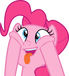 Size: 6784x7456 | Tagged: safe, artist:paganmuffin, pinkie pie, earth pony, pony, fame and misfortune, g4, absurd resolution, female, flawless, mare, open mouth, simple background, solo, tongue out, transparent background, vector