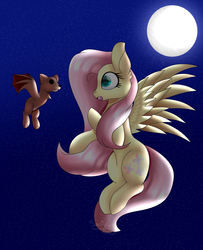 Size: 3000x3700 | Tagged: safe, artist:tomboygirl45, fluttershy, bat, pony, g4, female, flying, high res, night, solo