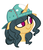 Size: 1123x1315 | Tagged: safe, artist:shinodage, editor:jamalleymall, fresh coat, pony, unicorn, g4, backwards ballcap, baseball cap, bust, cap, female, hat, mare, no pupils, portrait, simple background, solo, white background