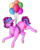 Size: 1200x1500 | Tagged: safe, artist:cinnamonsparx, oc, oc only, oc:artsy fantasy, pony, unicorn, balloon, cloven hooves, female, mare, simple background, solo, transparent background